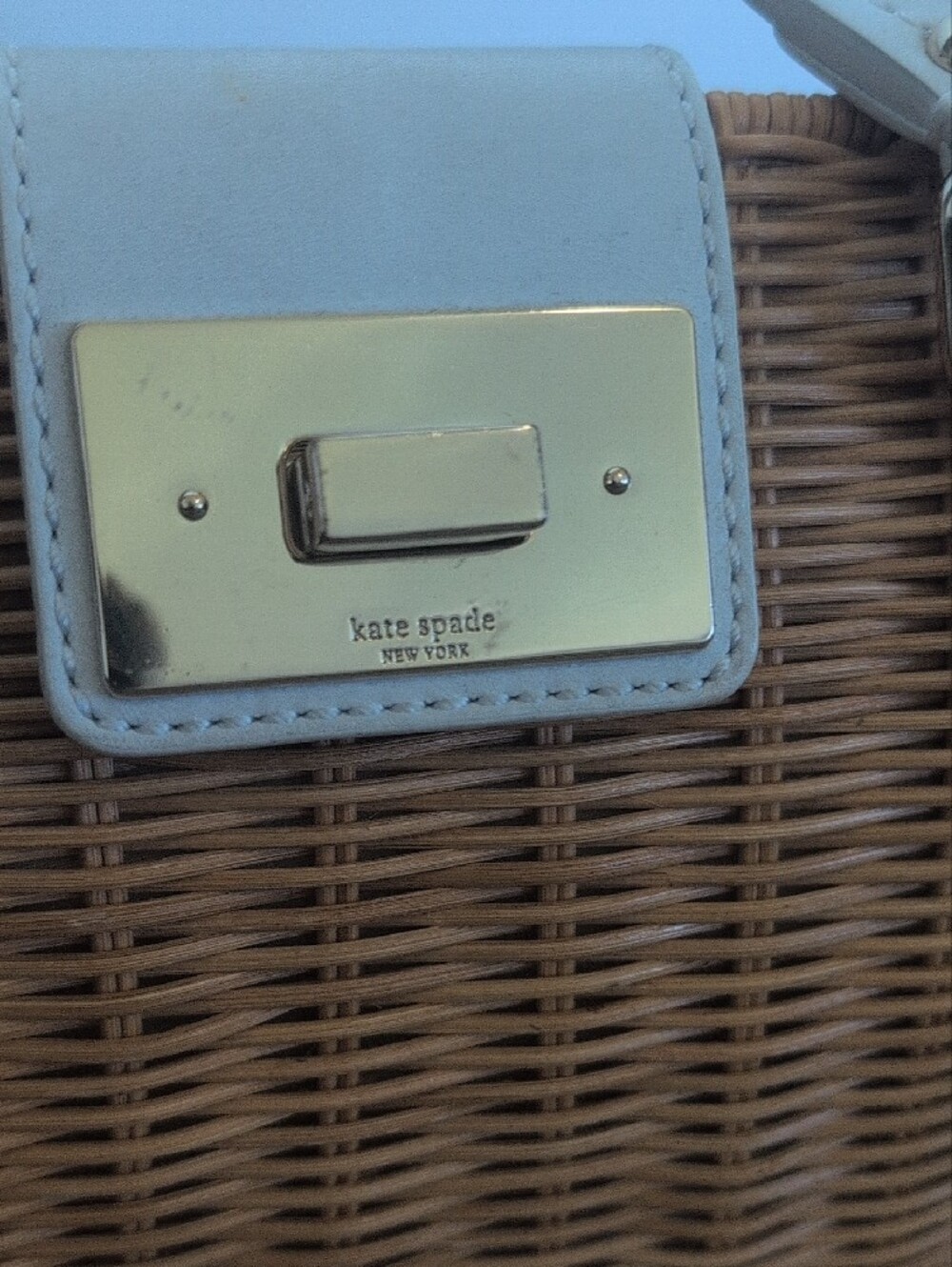 Kate Spade Woven Satchel with White Trim - Picture 2 of 7